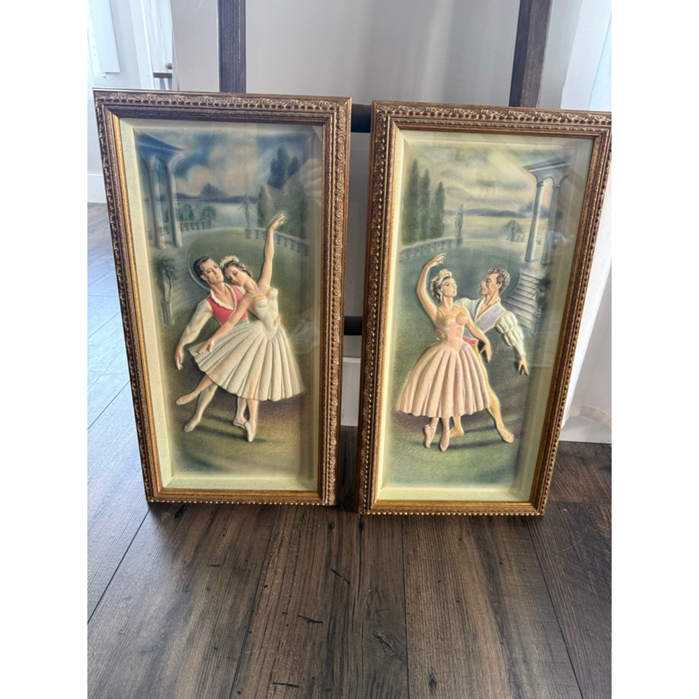 MCM Vintage Shadow Box Art Ballet Pics